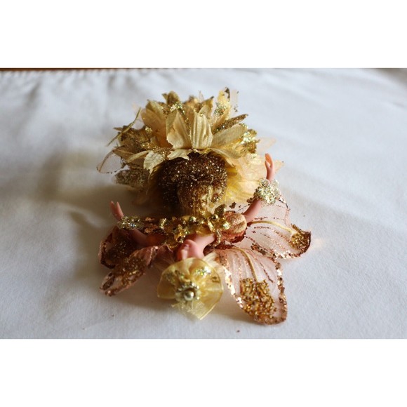 Woodland Blonde Butterfly Fairy Pixie Sprite Doll Gold Christmas Ornament 8" - Picture 10 of 11